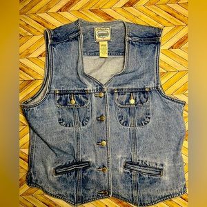 Vintage St. Johns Bay Denim Vest Women's Medium Blue Jean